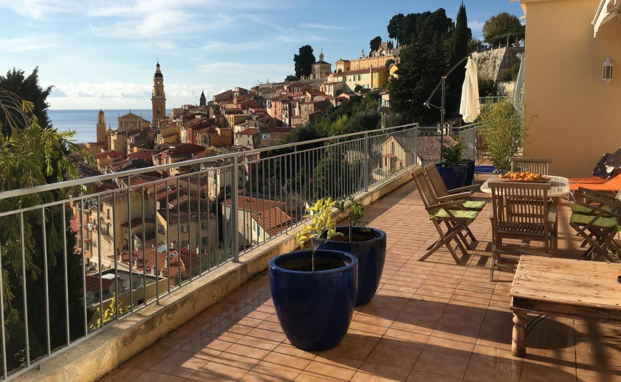 Villa L'Ensoleillee Vue Panoramique Mer, 250 M De La Plage Et Du Centre Ville Menton Exterior foto